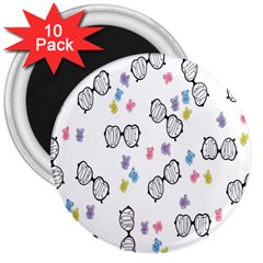 Glasses Bear Cute Doll Animals 3  Magnets (10 Pack)  by Mariart