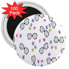 Glasses Bear Cute Doll Animals 3  Magnets (100 Pack) by Mariart