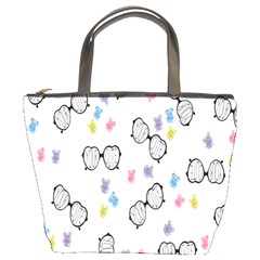 Glasses Bear Cute Doll Animals Bucket Bags by Mariart