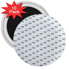 Glasses Black Blue 3  Magnets (10 Pack)  by Mariart
