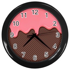 Ice Cream Pink Choholate Plaid Chevron Wall Clocks (black) by Mariart