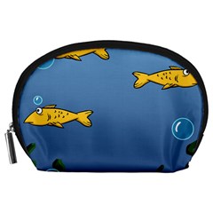 Water Bubbles Fish Seaworld Blue Accessory Pouches (large)  by Mariart
