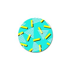 Vintage Unique Graphics Memphis Style Geometric Triangle Line Cube Yellow Green Blue Golf Ball Marker by Mariart
