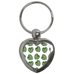 Leaf Pattern Seamless Background Key Chains (heart)  by BangZart