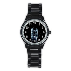Glass Water Liquid Background Stainless Steel Round Watch by BangZart