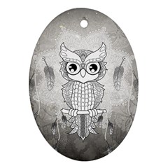 Wonderful Owl, Mandala Design Oval Ornament (two Sides) by FantasyWorld7