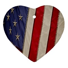 Usa Flag Heart Ornament (two Sides) by BangZart