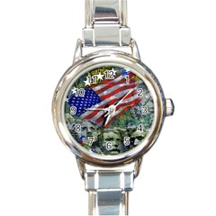 Usa United States Of America Images Independence Day Round Italian Charm Watch by BangZart