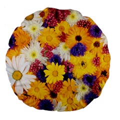 Colorful Flowers Pattern Large 18  Premium Flano Round Cushions by BangZart