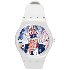 Independence Day United States Of America Round Plastic Sport Watch (m) by BangZart