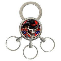 Confederate Flag Usa America United States Csa Civil War Rebel Dixie Military Poster Skull 3-ring Key Chains by BangZart