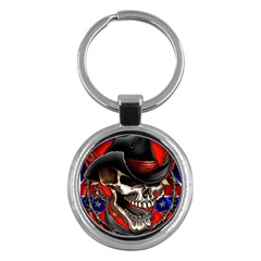 Confederate Flag Usa America United States Csa Civil War Rebel Dixie Military Poster Skull Key Chains (round)  by BangZart