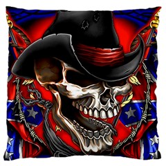 Confederate Flag Usa America United States Csa Civil War Rebel Dixie Military Poster Skull Large Flano Cushion Case (two Sides) by BangZart