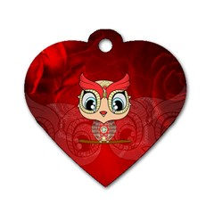 Cute Colorful  Owl, Mandala Design Dog Tag Heart (two Sides) by FantasyWorld7