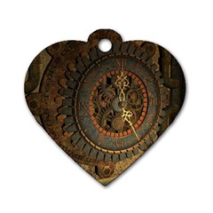 Steampunk, Awesoeme Clock, Rusty Metal Dog Tag Heart (two Sides) by FantasyWorld7