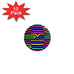 Optical Illusion Line Wave Chevron Rainbow Colorfull 1  Mini Magnet (10 Pack)  by Mariart