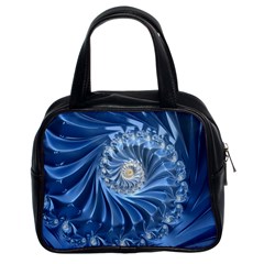 Blue Fractal Abstract Spiral Classic Handbags (2 Sides) by Nexatart
