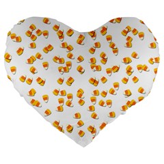 Candy Corn Large 19  Premium Heart Shape Cushions by Valentinaart