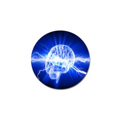 Lightning Brain Blue Golf Ball Marker by Mariart