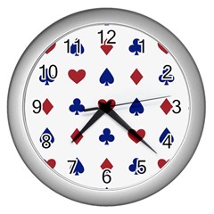 Playing Cards Hearts Diamonds Wall Clocks (silver)  by Mariart