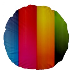 Rainbow Stripes Vertical Lines Colorful Blue Pink Orange Green Large 18  Premium Round Cushions by Mariart