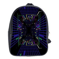 Seamless 3d Animation Digital Futuristic Tunnel Path Color Changing Geometric Electrical Line Zoomin School Bag (xl) by Mariart