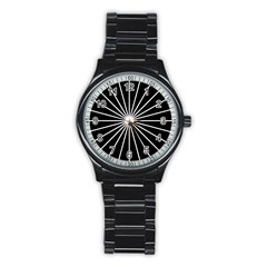 Ray White Black Line Space Stainless Steel Round Watch by Mariart