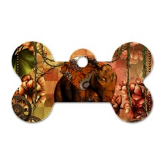 Steampunk, Steampunk Elephant With Clocks And Gears Dog Tag Bone (one Side) by FantasyWorld7