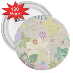 Flower Rainbow Star Floral Sexy Purple Green Yellow White Rose 3  Buttons (100 Pack)  by Mariart
