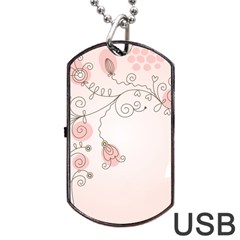 Simple Flower Polka Dots Pink Dog Tag Usb Flash (two Sides) by Mariart