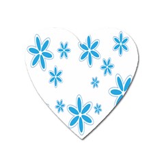 Star Flower Blue Heart Magnet by Mariart