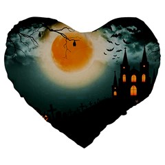 Halloween Landscape Large 19  Premium Heart Shape Cushions by Valentinaart
