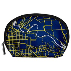 Map Art City Linbe Yellow Blue Accessory Pouches (large)  by Alisyart