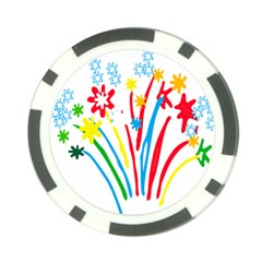Fireworks Rainbow Flower Poker Chip Card Guard by Mariart