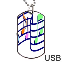 Music Note Tone Rainbow Blue Pink Greeen Sexy Dog Tag Usb Flash (one Side) by Mariart