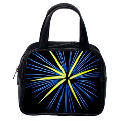 Fireworks Blue Green Black Happy New Year Classic Handbags (one Side) by Mariart