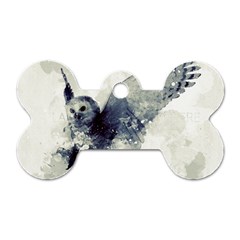 Cute Owl In Watercolor Dog Tag Bone (one Side) by FantasyWorld7