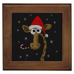 Christmas Giraffe  Framed Tiles by Valentinaart