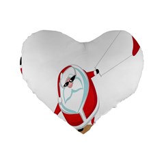 Christmas Santa Claus Snow Cool Sky Standard 16  Premium Flano Heart Shape Cushions by Alisyart