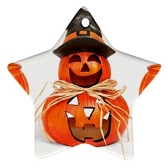 Funny Halloween Pumpkins Star Ornament (two Sides) by gothicandhalloweenstore