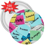 Stickies Post It List Business 3  Buttons (100 pack)  Front