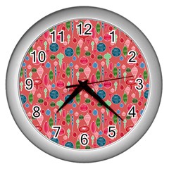 Vintage Christmas Hand-painted Ornaments In Multi Colors On Rose Wall Clocks (silver)  by PodArtist