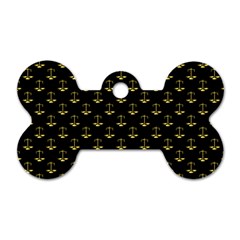Gold Scales Of Justice On Black Repeat Pattern All Over Print  Dog Tag Bone (one Side) by PodArtist