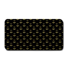 Gold Scales Of Justice On Black Repeat Pattern All Over Print  Medium Bar Mats by PodArtist
