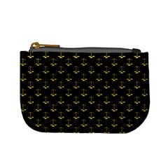 Gold Scales Of Justice On Black Repeat Pattern All Over Print  Mini Coin Purses by PodArtist