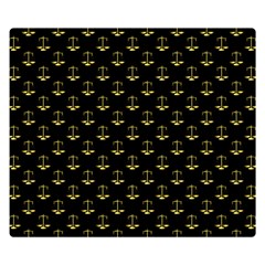 Gold Scales Of Justice On Black Repeat Pattern All Over Print  Double Sided Flano Blanket (small)  by PodArtist