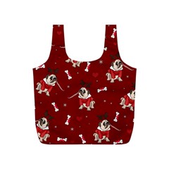 Pug Xmas Pattern Full Print Recycle Bags (s)  by Valentinaart