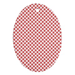 Sexy Red And White Polka Dot Ornament (oval) by PodArtist
