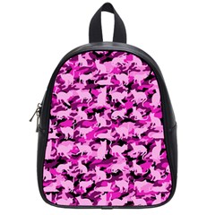 Hot Pink Catmouflage Camouflage School Bag (small) by PodArtist