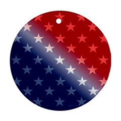 America Patriotic Red White Blue Round Ornament (two Sides) by BangZart